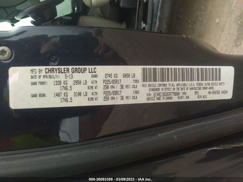2013 CHRYSLER TOWN & COUNTRY TOURING - 2C4RC1BG9DR779800