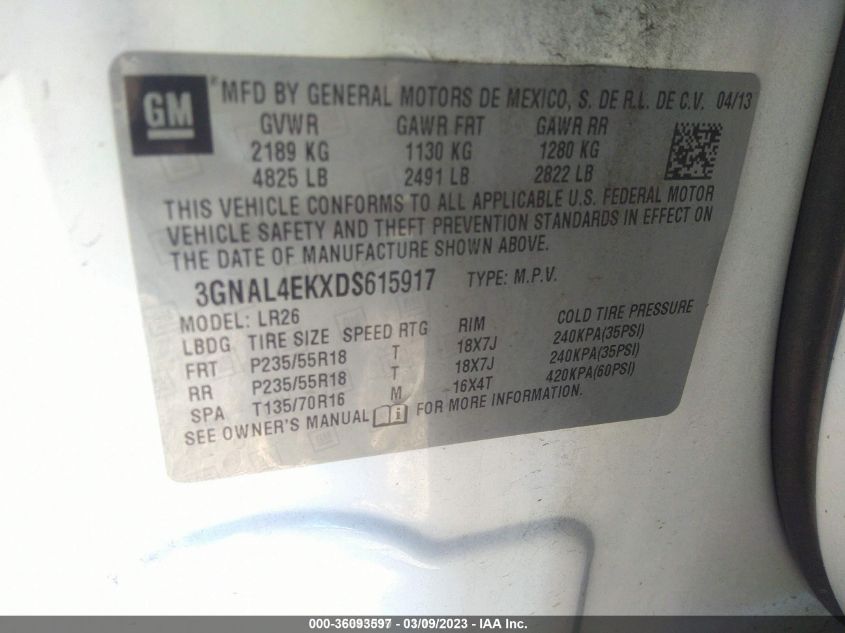 2013 CHEVROLET CAPTIVA SPORT FLEET LTZ - 3GNAL4EKXDS615917