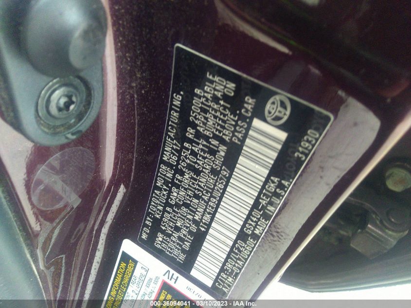 2018 TOYOTA AVALON XLE/XLE PLUS - 4T1BK1EB9JU265797