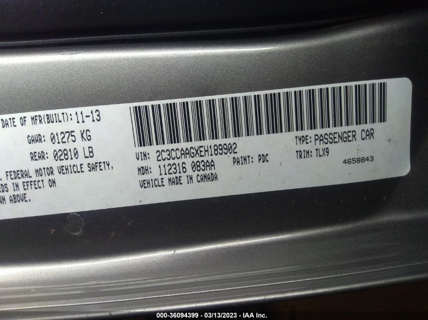2014 CHRYSLER 300 - 2C3CCAAGXEH189902