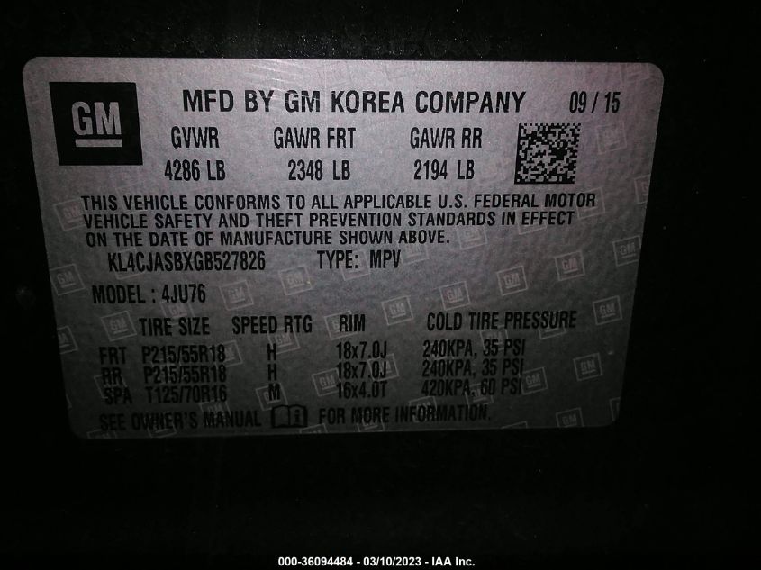 2016 BUICK ENCORE - KL4CJASBXGB527826