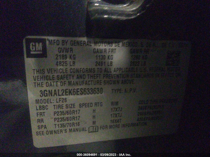 2014 CHEVROLET CAPTIVA SPORT FLEET LS - 3GNAL2EK6ES633630