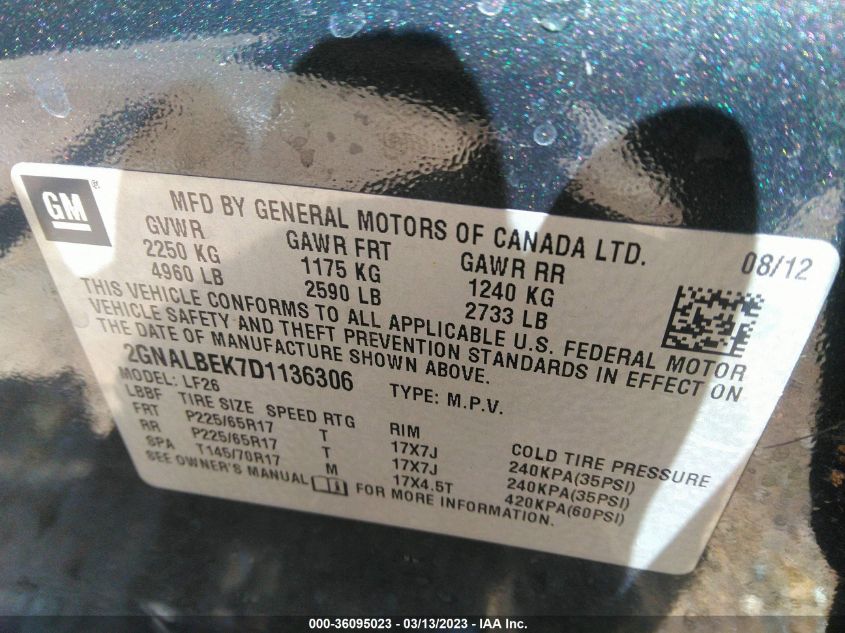 2013 CHEVROLET EQUINOX LS - 2GNALBEK7D1136306