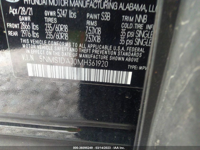 2021 HYUNDAI SANTA FE SE - 5NMS1DAJ0MH361920