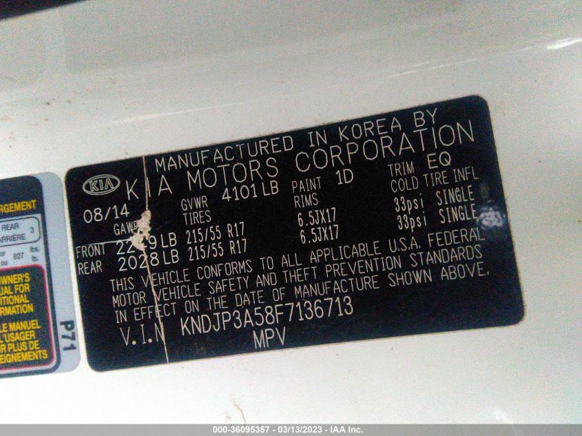 2015 KIA SOUL + - KNDJP3A58F7136713