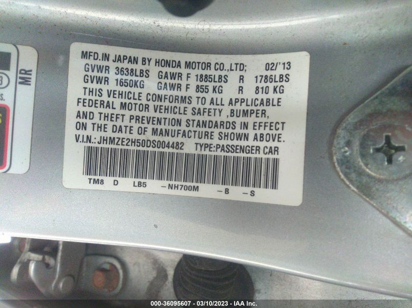 2013 HONDA INSIGHT LX - JHMZE2H50DS004482