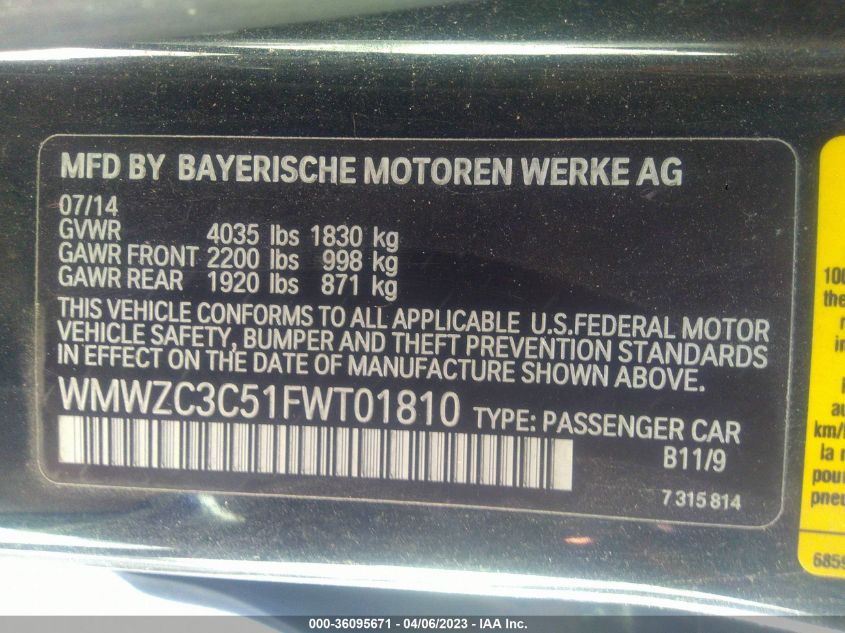 2015 MINI COOPER COUNTRYMAN S - WMWZC3C51FWT01810