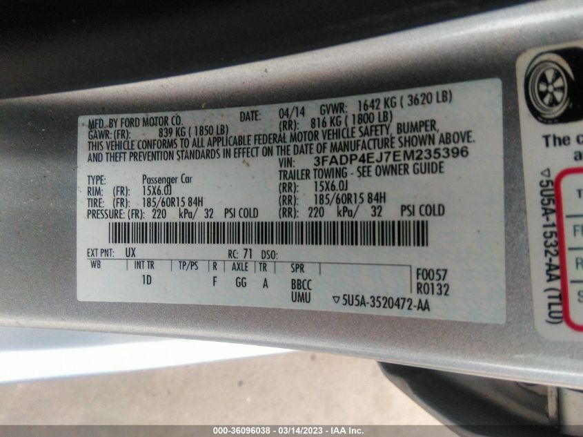 2014 FORD FIESTA SE - 3FADP4EJ7EM235396