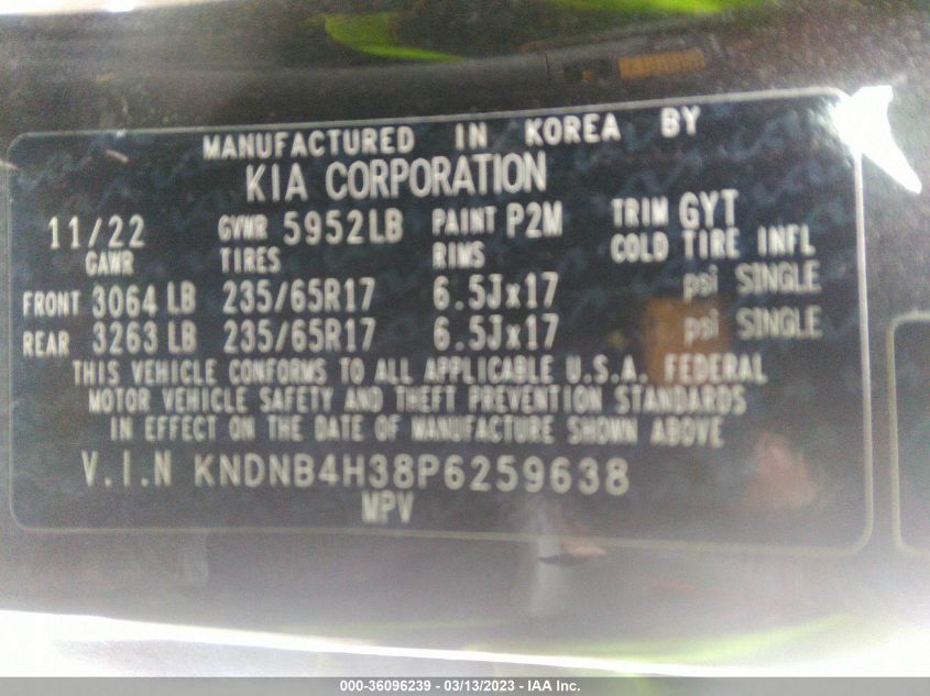2023 KIA CARNIVAL LX - KNDNB4H38P6259638