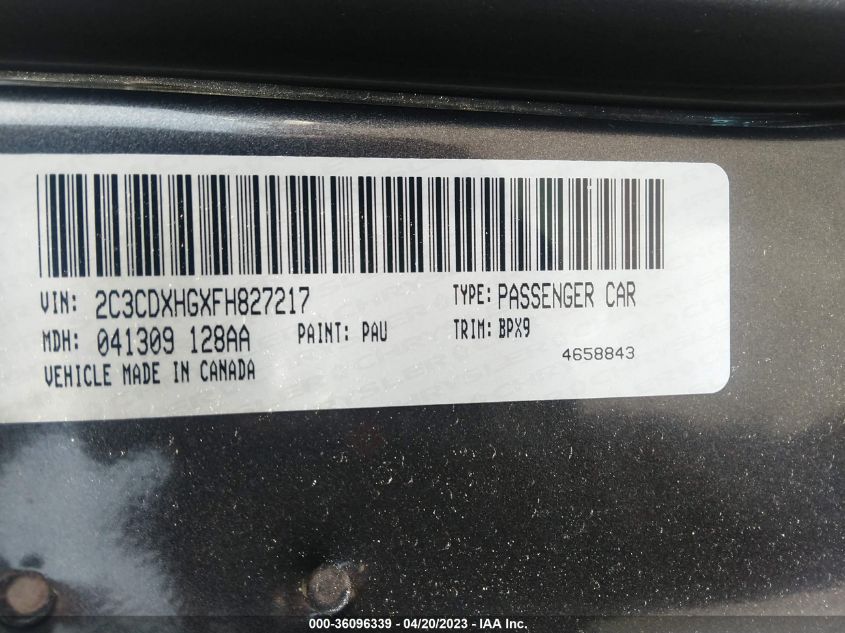 2015 DODGE CHARGER SXT - 2C3CDXHGXFH827217