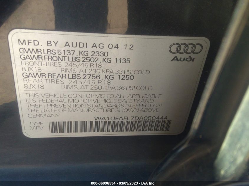 2013 AUDI ALLROAD PREMIUM PLUS - WA1UFAFL7DA050444