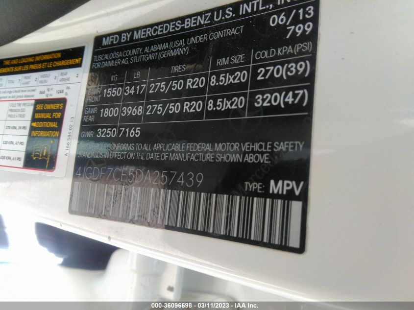 2013 MERCEDES-BENZ GL-CLASS GL 450 - 4JGDF7CE5DA257439