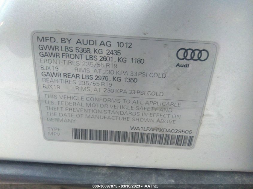 2013 AUDI Q5 PREMIUM PLUS - WA1LFAFPXDA029506
