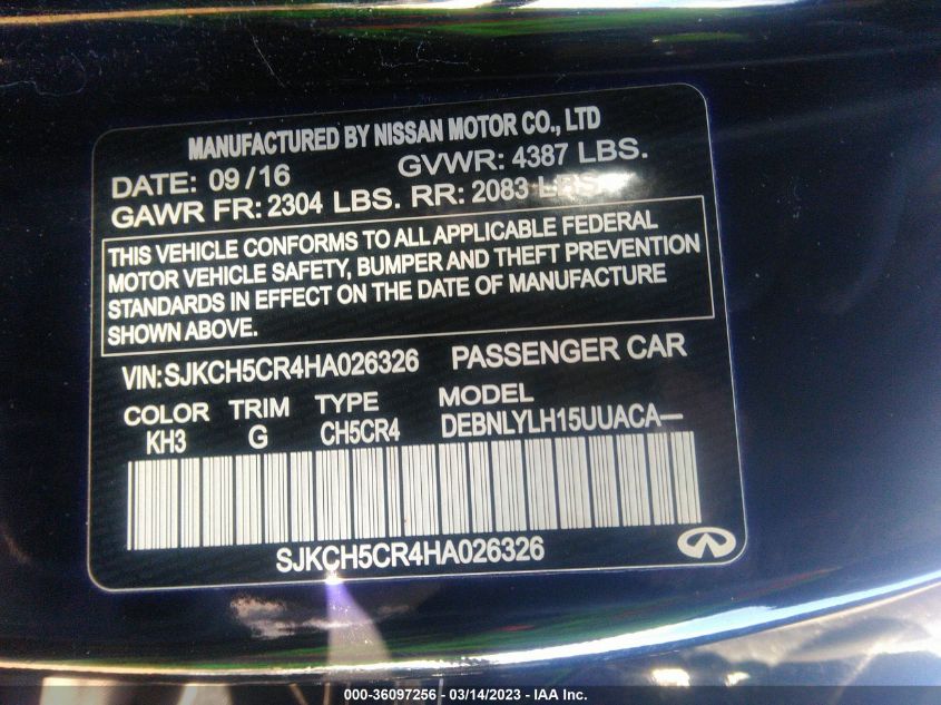 2017 INFINITI QX30 PREMIUM SJKCH5CR4HA026326