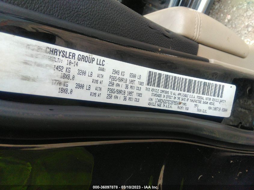 2014 DODGE DURANGO LIMITED - 1C4RDHDG7EC979507