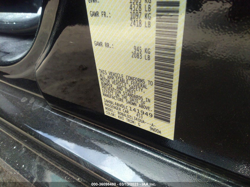 VIN 1N4BL4BV0LC141949 2020 NISSAN ALTIMA 2.5 S
