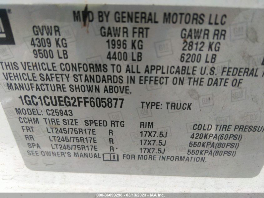 2015 CHEVROLET SILVERADO 2500HD WORK TRUCK - 1GC1CUEG2FF605877