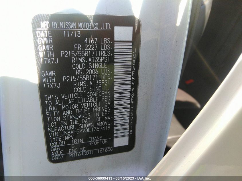 2014 NISSAN JUKE SL - JN8AF5MV8ET359418