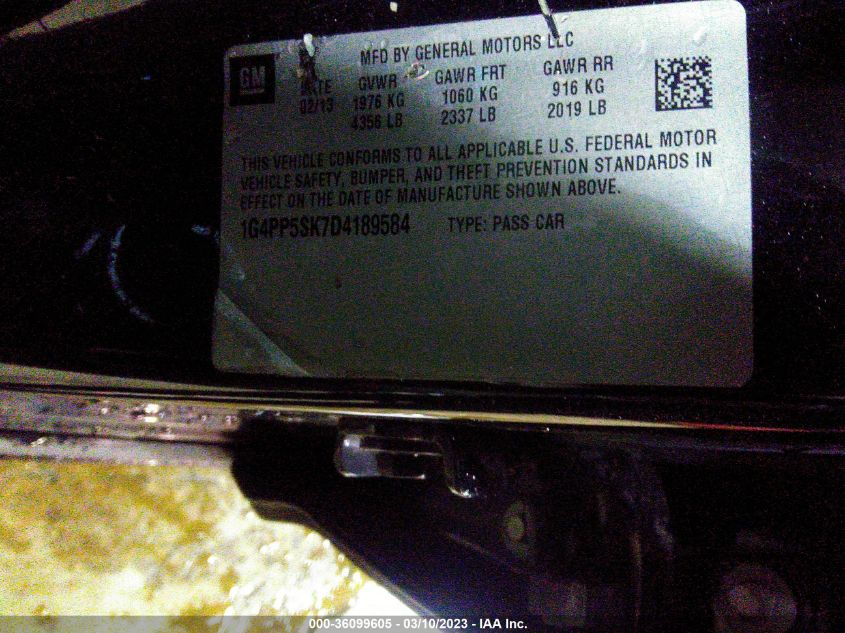 2013 BUICK VERANO - 1G4PP5SK7D4189584