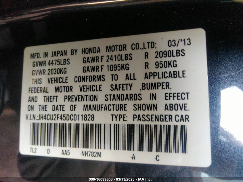 2013 ACURA TSX - JH4CU2F45DC011828