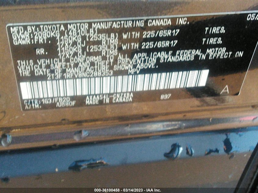 2022 TOYOTA RAV4 LE - 2T3F1RFV8NC288353