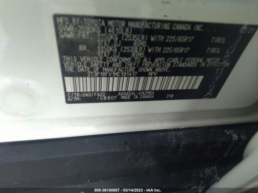 2021 TOYOTA RAV4 XLE - 2T3P1RFV1MC191417