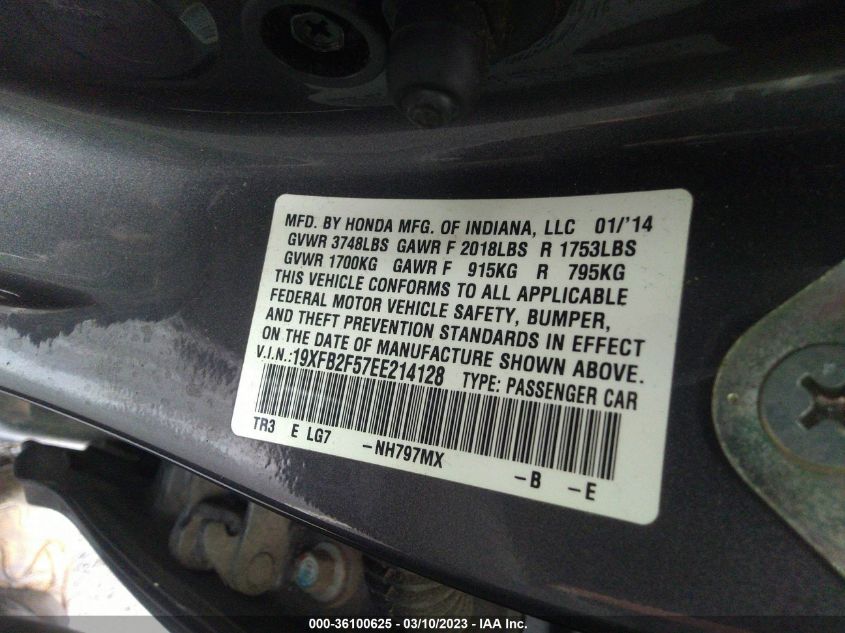 2014 HONDA CIVIC SEDAN LX - 19XFB2F57EE214128