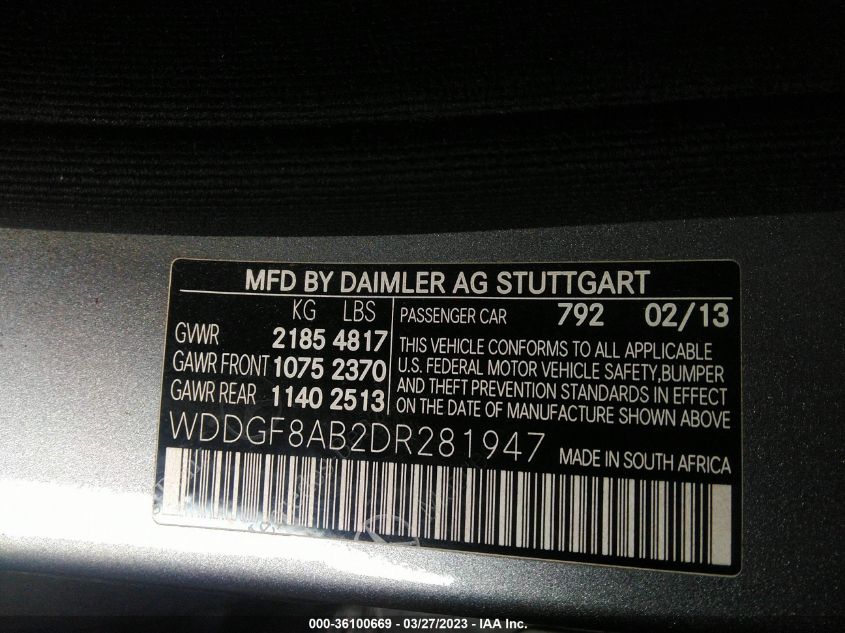 2013 MERCEDES-BENZ C-CLASS C 300 - WDDGF8AB2DR281947