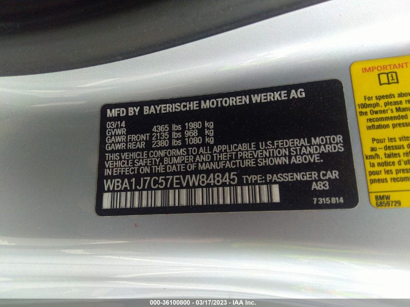 2014 BMW 2 SERIES M235I - WBA1J7C57EVW84845