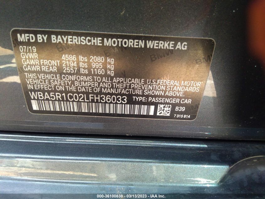 2020 BMW 3 SERIES 330I - WBA5R1C02LFH36033