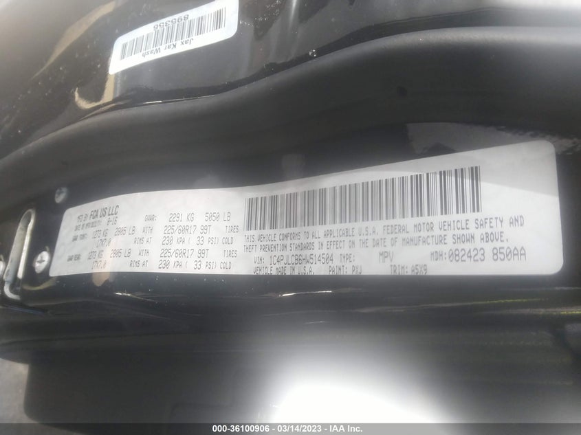 VIN 1C4PJLCB6HW514504 2017 JEEP CHEROKEE LATITUDE