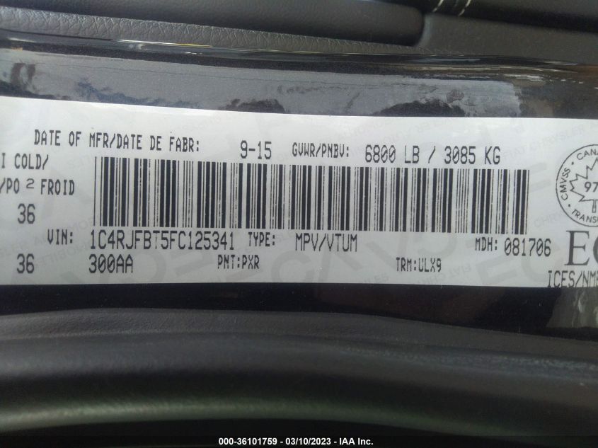 2015 JEEP GRAND CHEROKEE LIMITED - 1C4RJFBT5FC125341