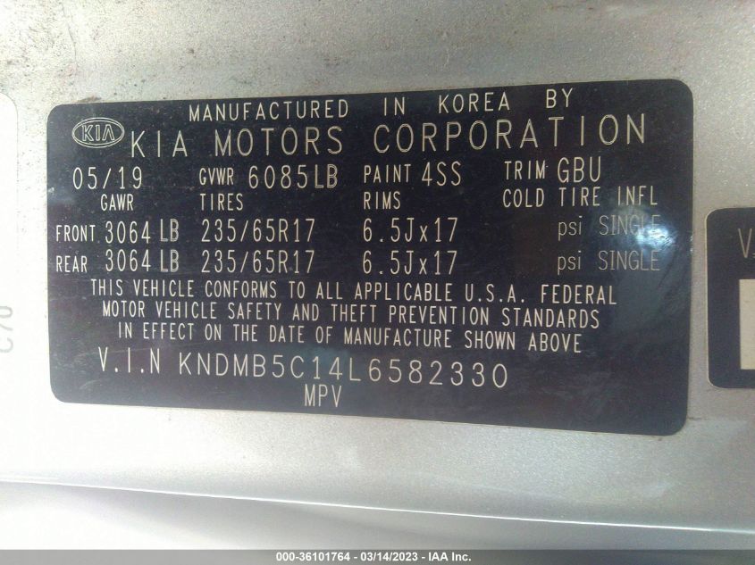 2020 KIA SEDONA LX - KNDMB5C14L6582330