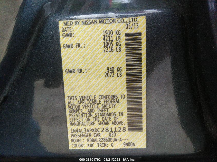 2013 NISSAN ALTIMA 2.5 S - 1N4AL3APXDC281128