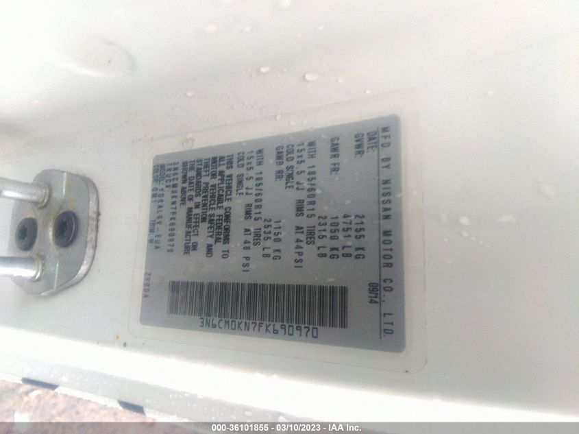 2015 NISSAN NV200 SV - 3N6CM0KN7FK690970