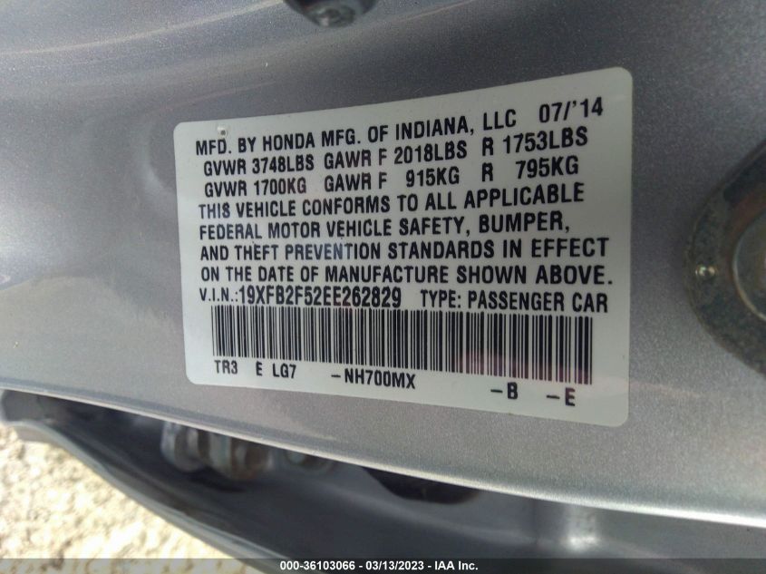 2014 HONDA CIVIC SEDAN LX - 19XFB2F52EE262829
