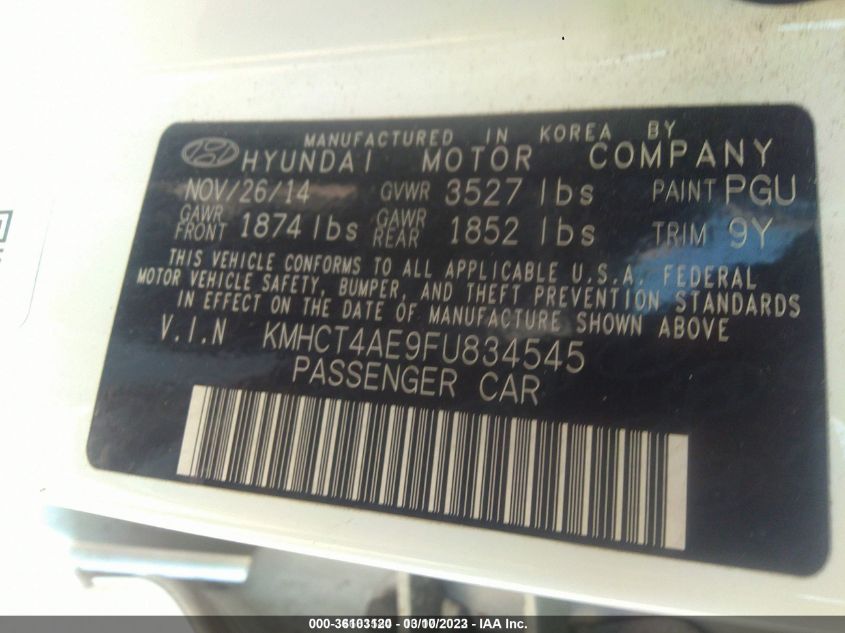 2015 HYUNDAI ACCENT GLS - KMHCT4AE9FU834545