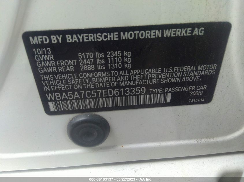 2014 BMW 5 SERIES 528I XDRIVE - WBA5A7C57ED613359