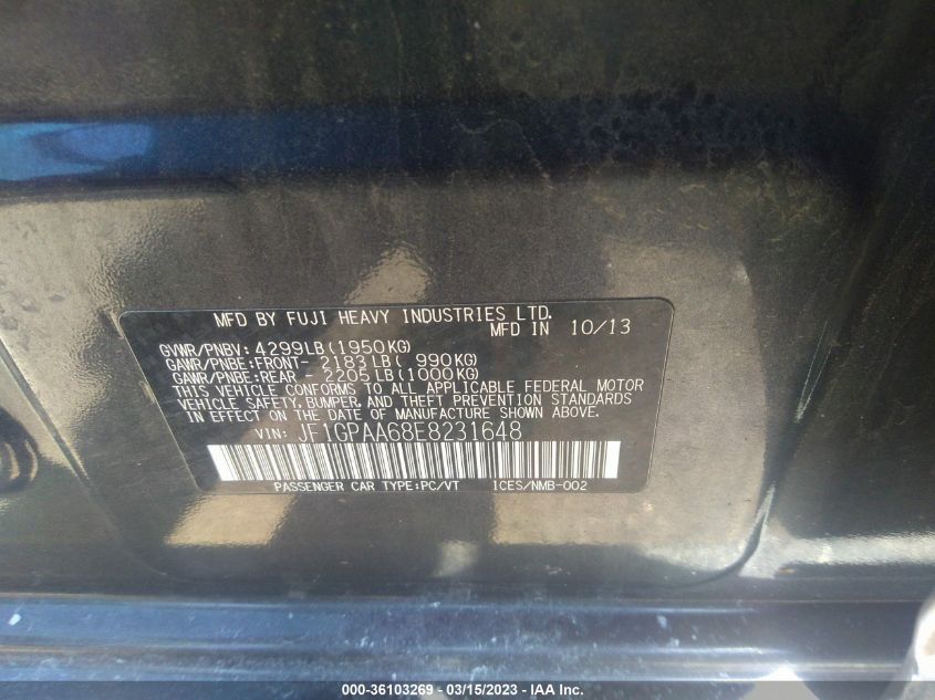 2014 SUBARU IMPREZA WAGON 2.0I - JF1GPAA68E8231648