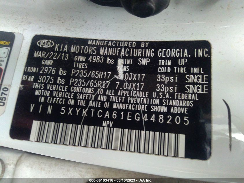 2014 KIA SORENTO LX - 5XYKTCA61EG448205