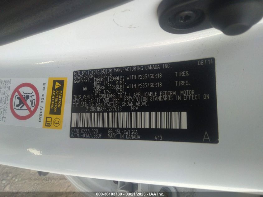 2015 LEXUS RX 350 - 2T2BK1BA7FC277043