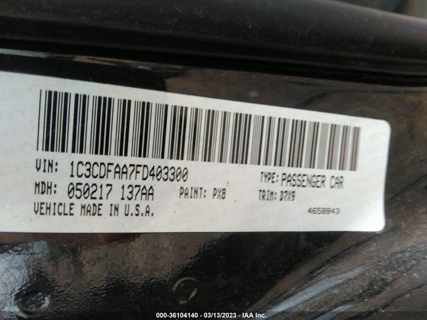 2015 DODGE DART SE - 1C3CDFAA7FD403300
