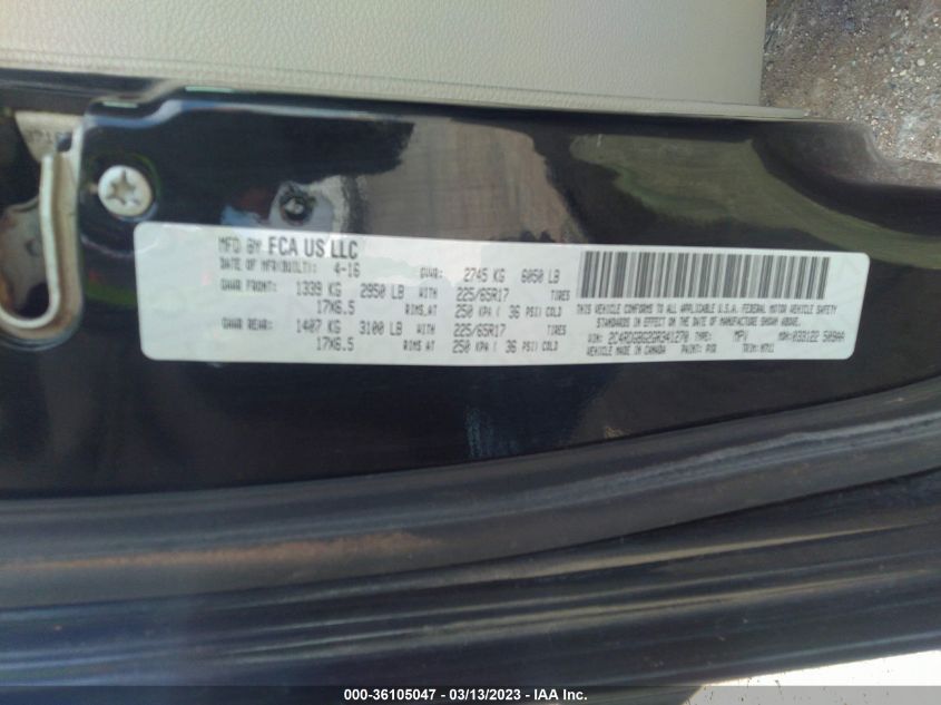 2016 DODGE GRAND CARAVAN SE PLUS - 2C4RDGBG2GR341270