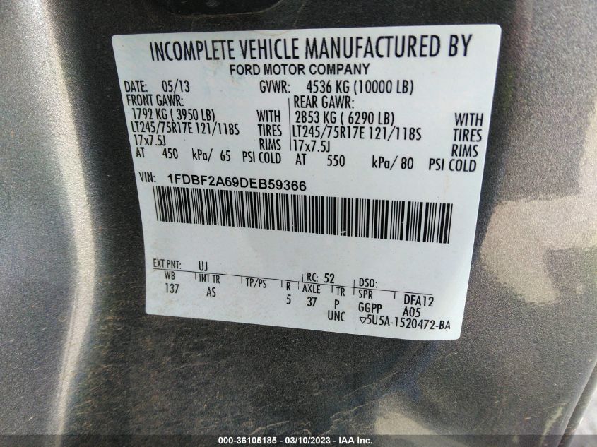 2013 FORD SUPER DUTY F-250 SRW XL/XLT - 1FDBF2A69DEB59366