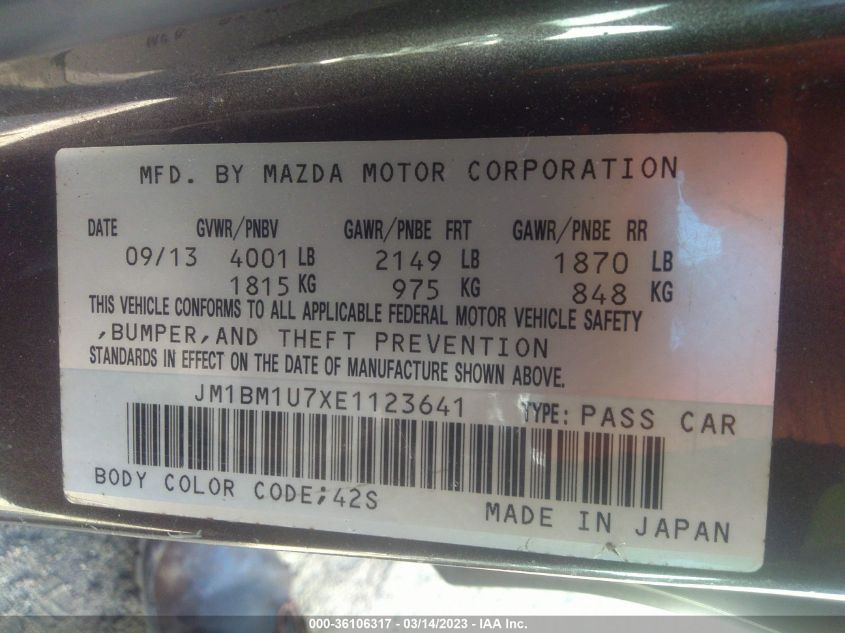 2014 MAZDA MAZDA3 I SPORT - JM1BM1U7XE1123641