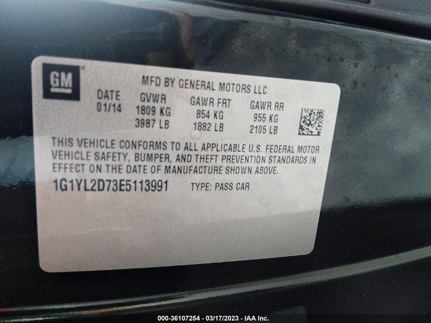 2014 CHEVROLET CORVETTE STINGRAY Z51 3LT - 1G1YL2D73E5113991