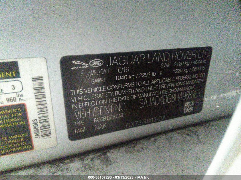 2017 JAGUAR XE 25T PREMIUM SAJAD4BG8HA968963