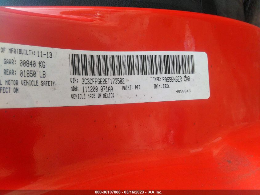 2014 FIAT 500E 3C3CFFGE2ET173582