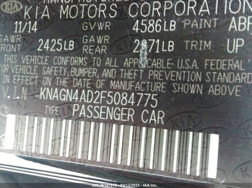 2015 KIA OPTIMA HYBRID EX - KNAGN4AD2F5084775