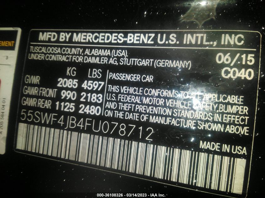 2015 MERCEDES-BENZ C-CLASS C 300 - 55SWF4JB4FU078712